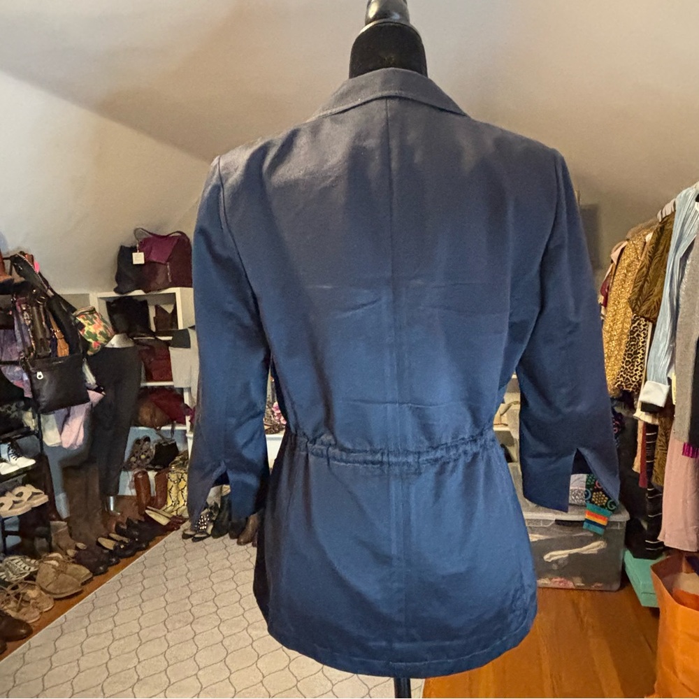 Lafayette 148 New York Navy Drawstring Blazer Jacket | Size 4 - Picture 6 of 9